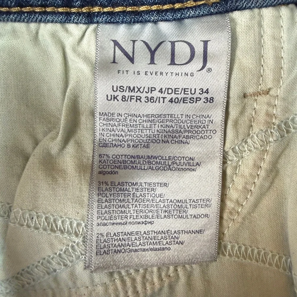 NYDJ Jeans‎ Womens 4 Blue Marcel Straight Crop Medium Wash Lift Tuck Ankle Zip